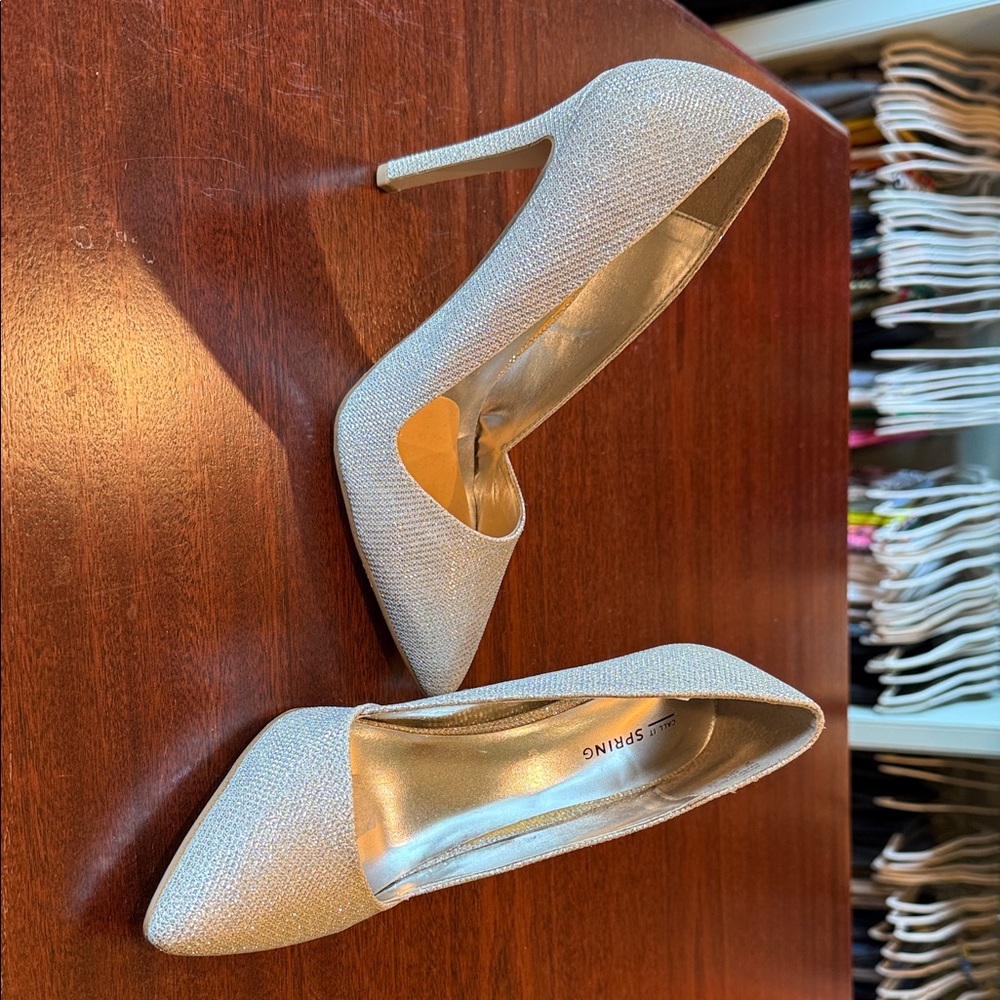 Call It Spring Silver Glitter Heels